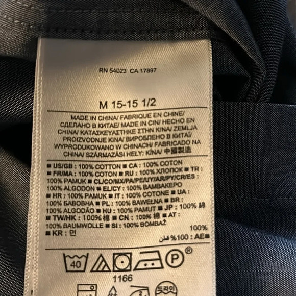 Banana Republic Non-Iron Tailored Slim Fit Long Sleeve Dress Shirt Size M Blue - Picture 6 of 6